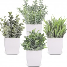  4 Packs Fake Plants Mini Artificial Greenery Potted Plants for Home Decor Indoor Office Table Room Farmhouse