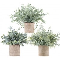 3 Pack Mini Potted Fake Plants Artificial Plastic Eucalyptus Plants for Home Office Desk Room Decoration