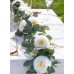 2pcs (13Ft) Artificial Rose Vine Fake Silk Flower Garland Hanging Rose lvy for Wedding Arch Decor (White)