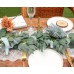 4 Packs 6.5 Feet Artificial Silver Dollar Eucalyptus Leaves Garland with Willow Vines Twigs Leaves String for Doorways Greenery Garland Table Runner Garland Indoor Outdoor.（Gray Leave）