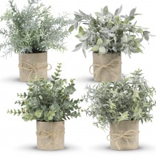 Der Rose 4 Packs Small Fake Plants Mini Artificial Plants for Home Office Desk Farmhouse Decor Indoor