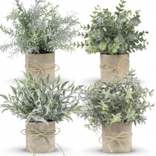 Der Rose 4 Packs Cute Fake Plants Mini Artificial Plants for Living Room Office Desk Decor